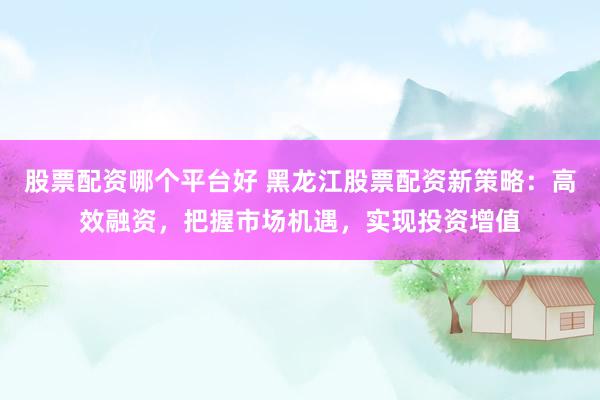 股票配资哪个平台好 黑龙江股票配资新策略：高效融资，把握市场机遇，实现投资增值