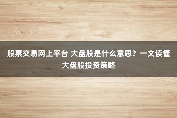 股票交易网上平台 大盘股是什么意思？一文读懂大盘股投资策略