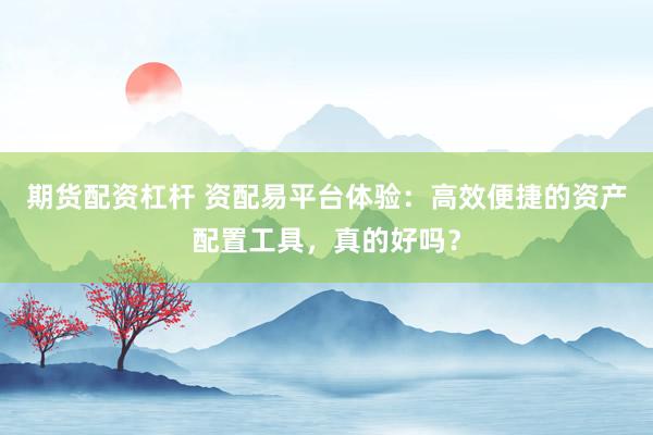 期货配资杠杆 资配易平台体验：高效便捷的资产配置工具，真的好吗？