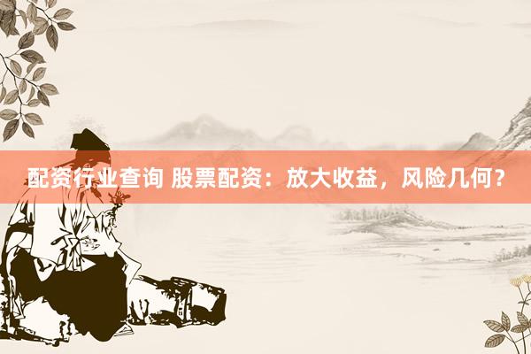 配资行业查询 股票配资：放大收益，风险几何？
