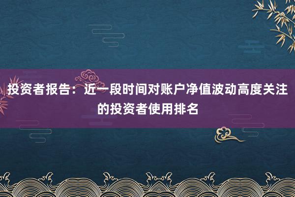 投资者报告：近一段时间对账户净值波动高度关注的投资者使用排名